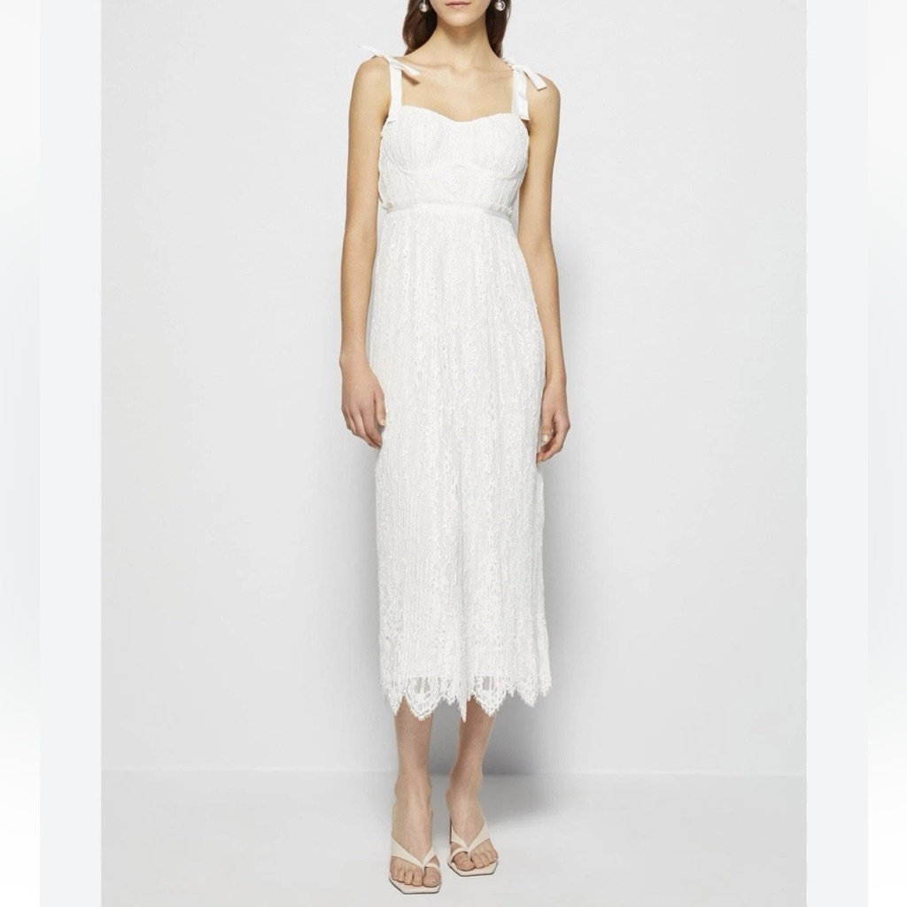 Nwt! Jonathan Simkhai ‘Bonnie’ Lace Midi Dress In White - 4